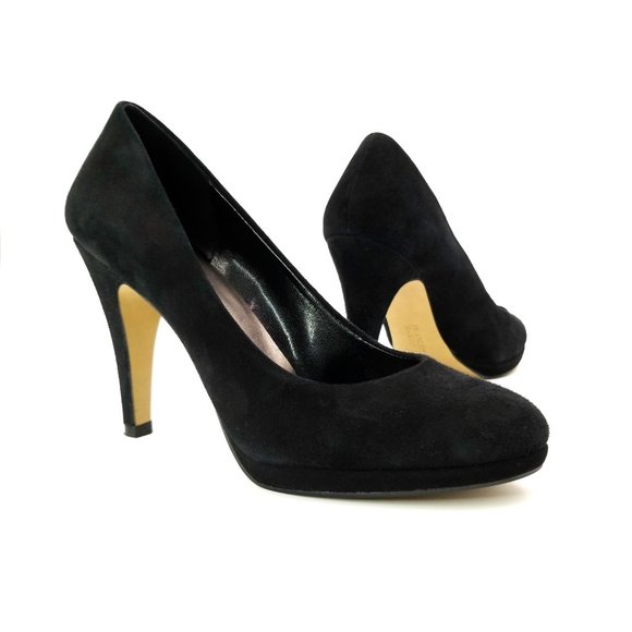 Women's Black Suede High Heel Shoes - Picture 1 of 8